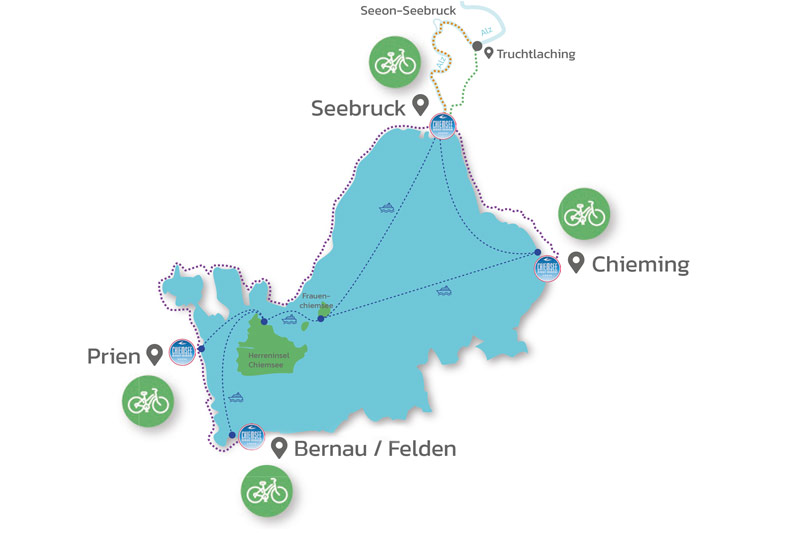 Karte mit Fahrradverleih-Stationen
